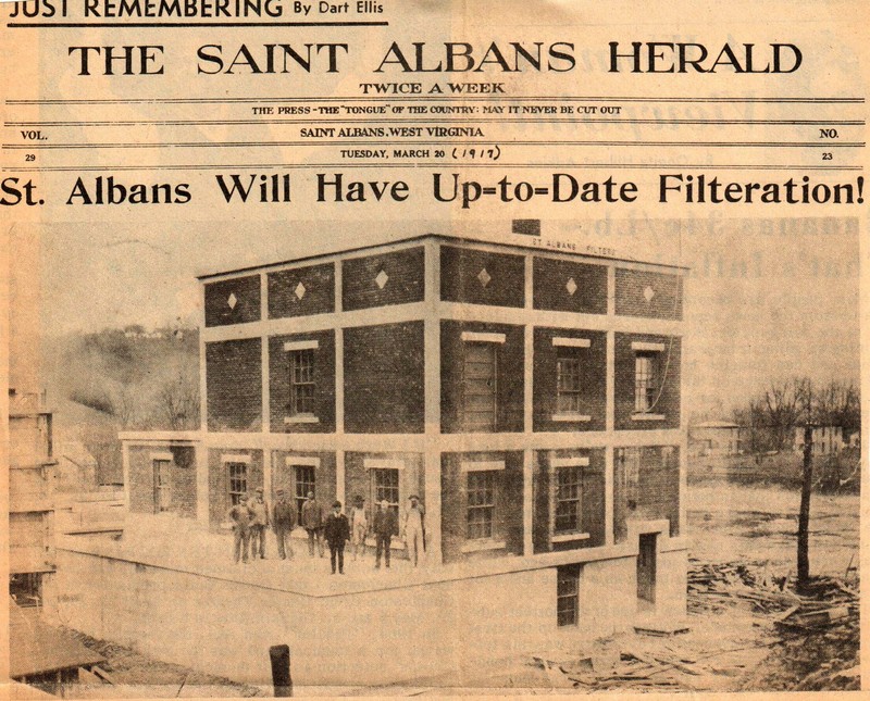 Water Plant Construction, 1919 Photo and newspaper by Dart Ellis