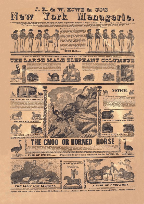 Poster for J.R. & W. Howe & Co.'s New York Menagerie, 1834