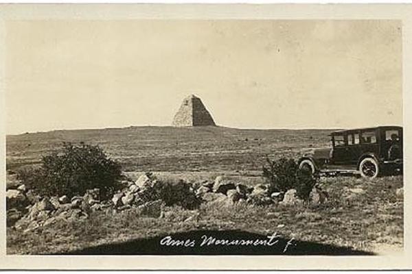 The monument from earlier times atop Sherman Summit.