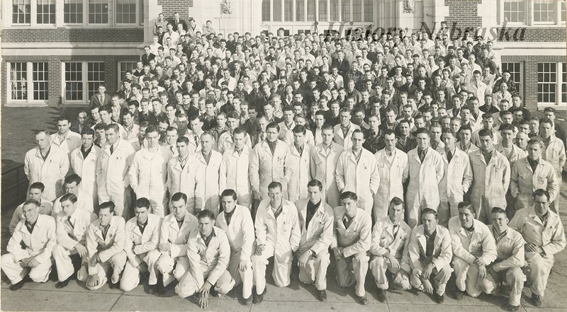"Class photograph of the student cadets at the Lincoln Airplane and Flying School in Lincoln, Nebraska," c.1941