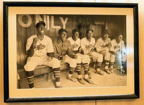 The Negro League Newark Eagles pose at home in Ruppert Stadium for