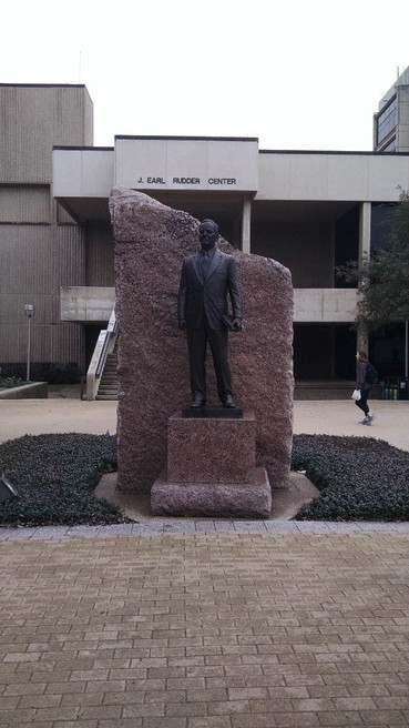 James E. Rudder Statue in front of the Rudder Complex