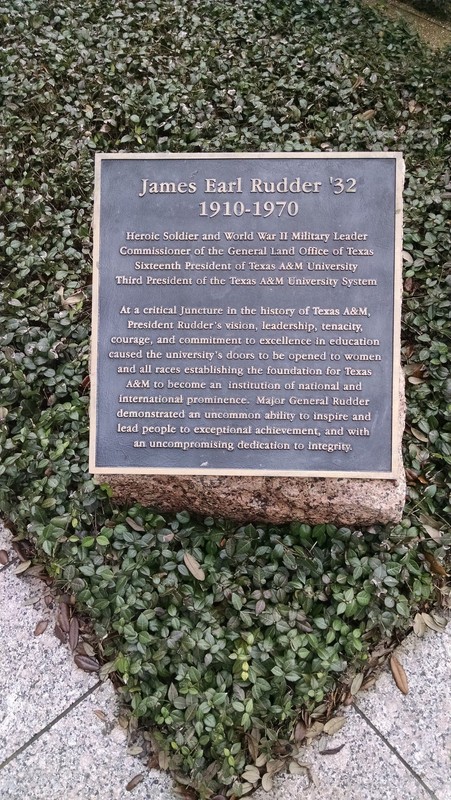 James E. Rudder Dedication Plaque