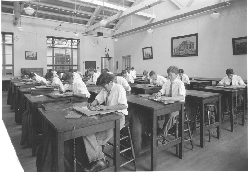 Drafting class, 1940s