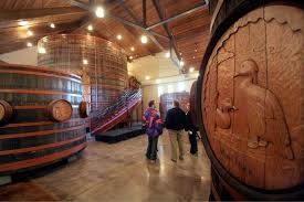 Pictured is inside of the winery. Barrels are still on display in the museum. 