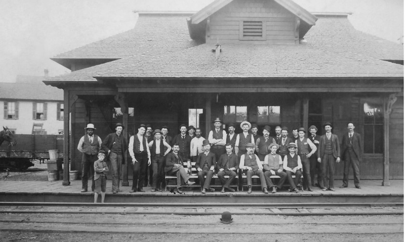 ATSF workers in 1892 in front of the depot