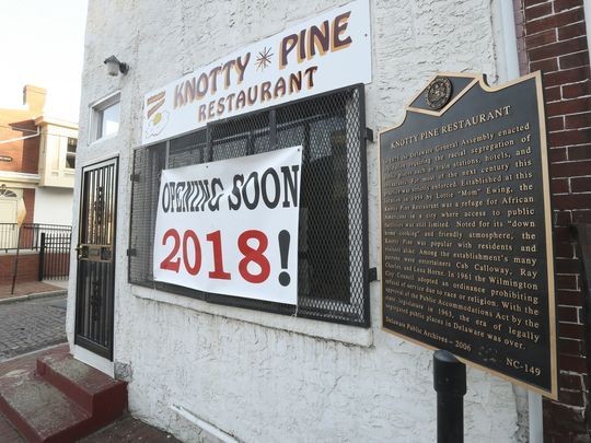 Knotty Pine Restaurant with historic marker 