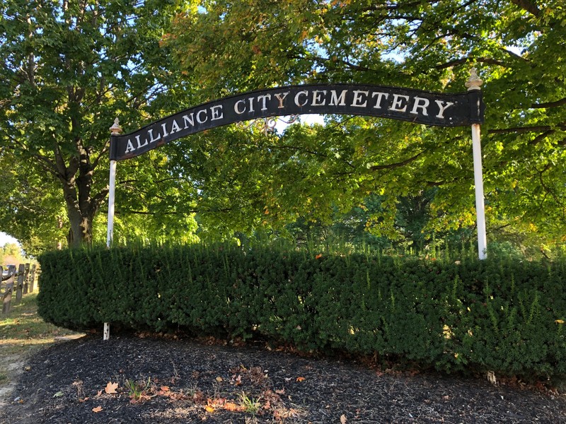 Alliance City Cemetery gate at corner of W. Vine Street and Rockhill Avenue