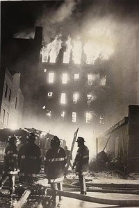 Firemen fight a blaze in 1970s Bronx. 
(Vernon Shibla, NY Post)