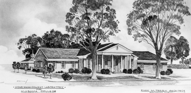 Drawing of the front of Hill House.