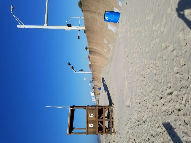 Extension of Galveston Seawall next to life guard stand