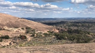 View of part of the Enchanted Rock dome, this picture was taken on the Little Rock dome.