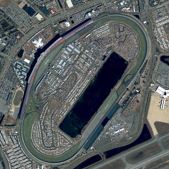 An aerial view of the speedway