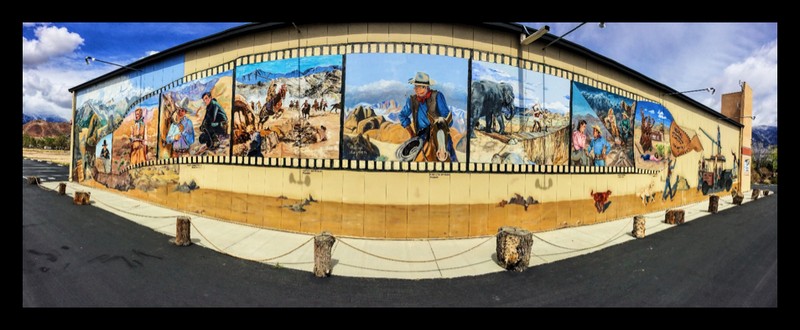The mural on the Museum of Western Film History building painted by John Knowlton.