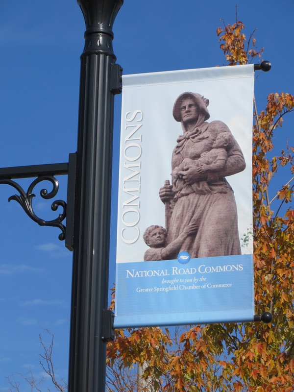 Madonna of the Trail featured on National Road Commons banner