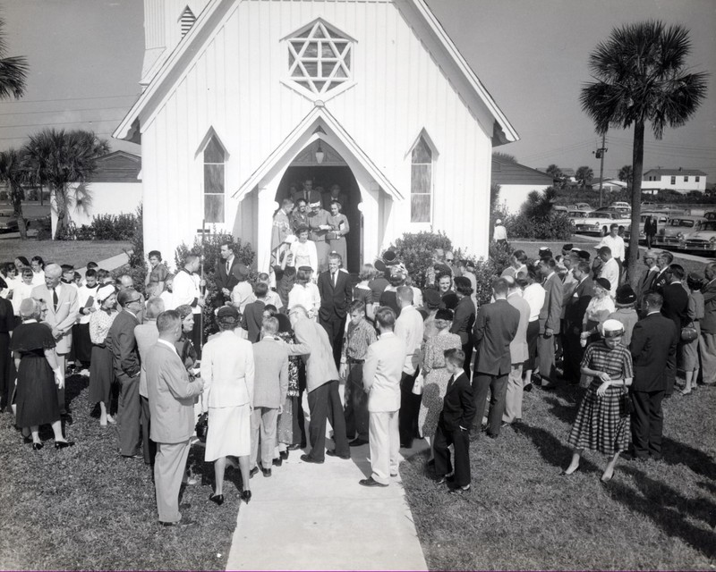 This 1955 photograph shows the church in its second location at 11th Avenue North and 5th Street in Jacksonville Beach.