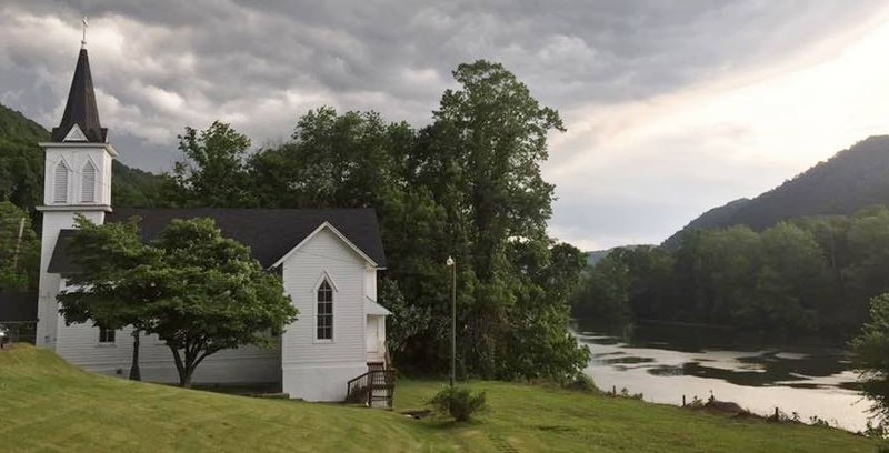 Good Shepherd Church, with the Kanawha River in the background.