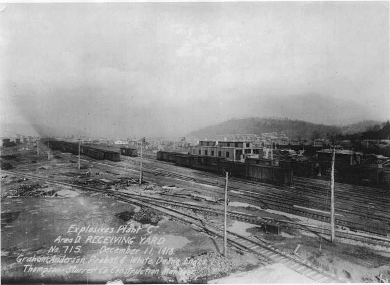 Receiving yard for the Nitro-Cellulose plant. 