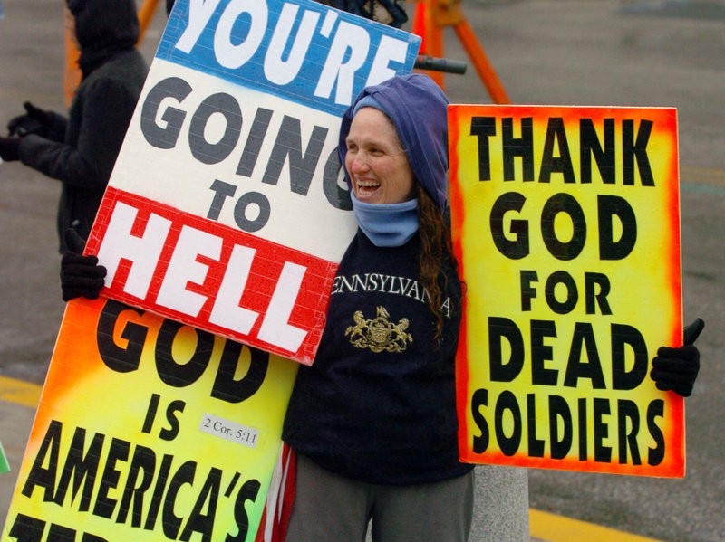 Member of Westboro Baptist Church Protesting