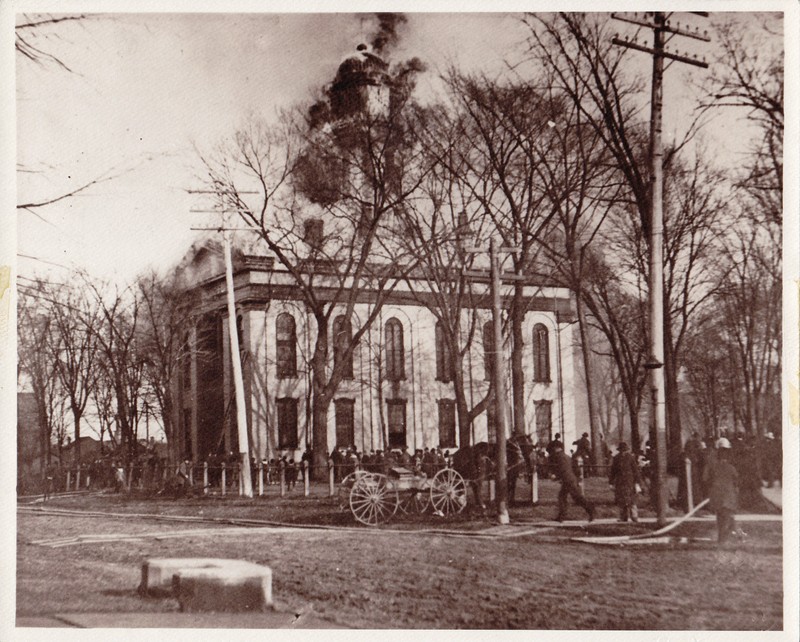 The second Trumbull County Courthouse was destroyed by fire in 1895. 