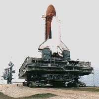 Space Shuttle on the Crawler transportation system.