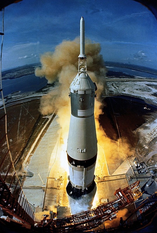 Apollo 11's Saturn V rocket launched from the Kennedy Space Center's Launch Pad 39A, the only one of the original pads still in use today. Courtesy of NASA, Wikimedia Commons. 