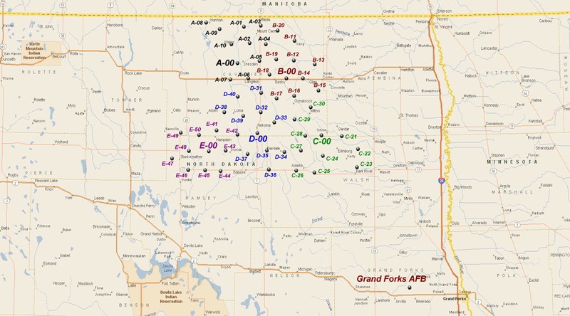 Location of Minuteman missile launch sites and missile silos under the control of the 446th Missile Squadron, based out of the Grand Forks Air Force Base.
By Bwmoll3 - Own work, CC BY-SA 3.0, https://commons.wikimedia.org/w/index.php?curid=12275626