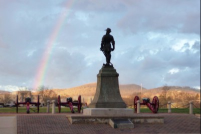 The Statue overlooking the main parade field on VMI's central campus