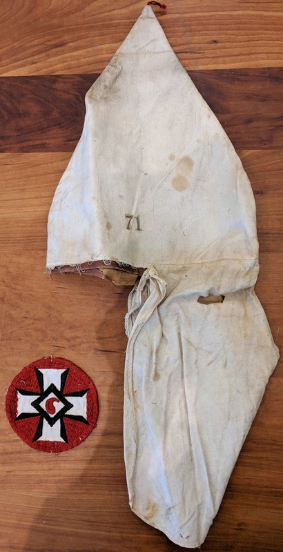 Hood and patch from the Athens KKK.