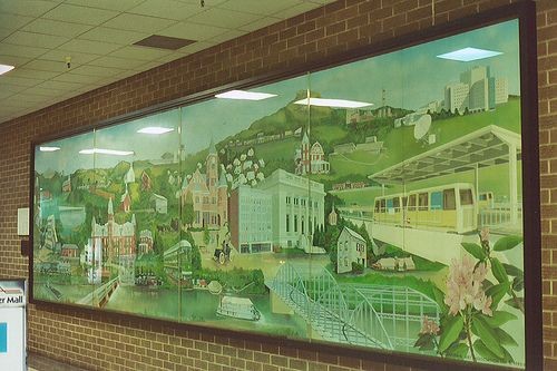 Monongalia County Historical Mural in the Mountaineer Mall created by the MAA