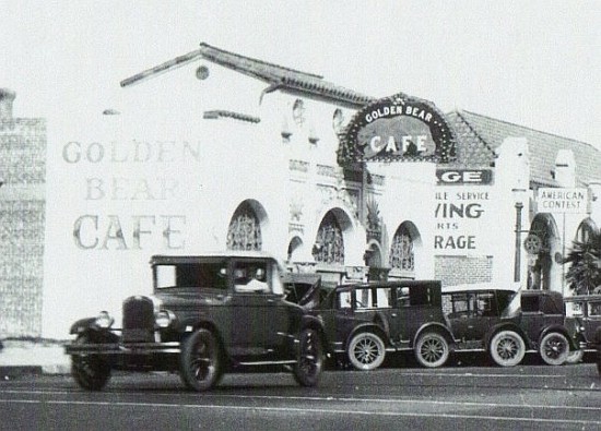 The Golden Bear Cafe near the intersection of Main Street and Ocean Boulevard (Pacific Coast Highway), circa 1930s.