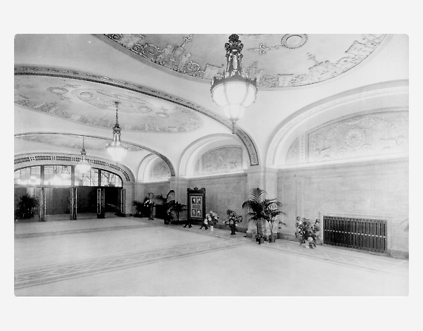 The ornate lobby in the 1920s