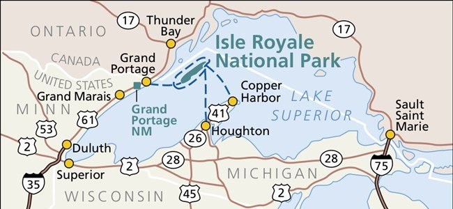 Isle Royale National Park map (photo credit: NPS at https://www.nps.gov/isro/planyourvisit/directions.htm)
