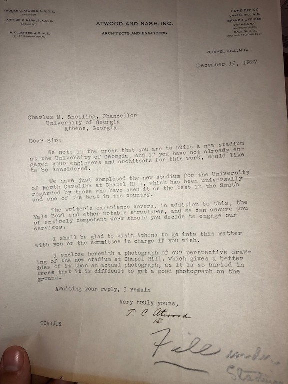 T.C., Atwood. Letter to Charles M Snelling

