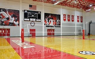 The volleyball arena inside the Ramsey Center