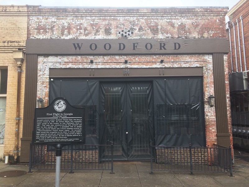 Westernmost portion of Epps' garage on East Washington Street, is now a bar named The Woodford