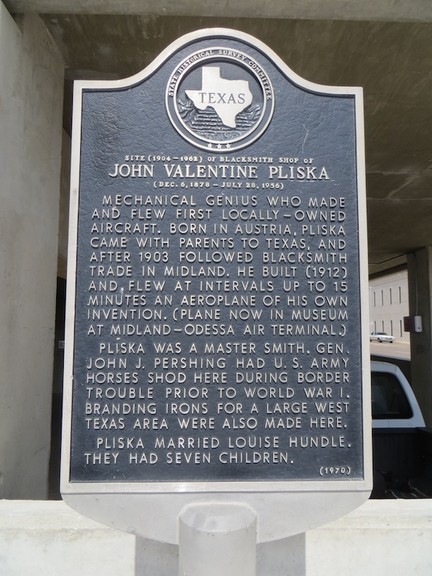 The historical marker describes Pliska's accomplishments and indicates where his Blacksmith shop was once located.