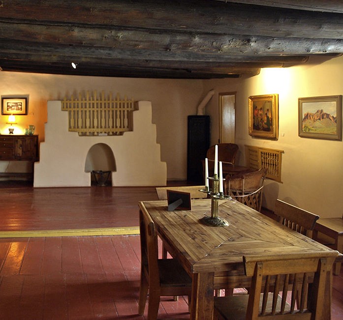 The dining room within the house.