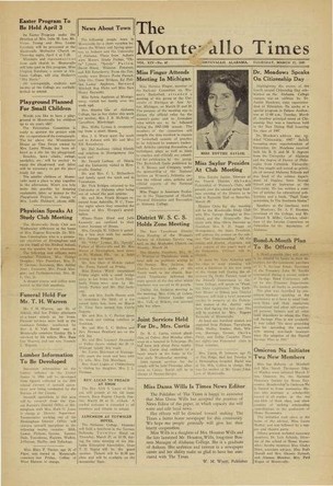 A page from The Montevallo Times, circa March 1947.