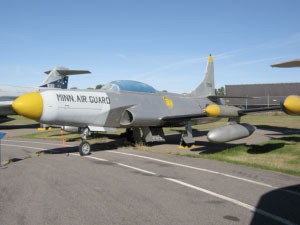 One of the fighter jets on display outside of the hangar exhibit hall.