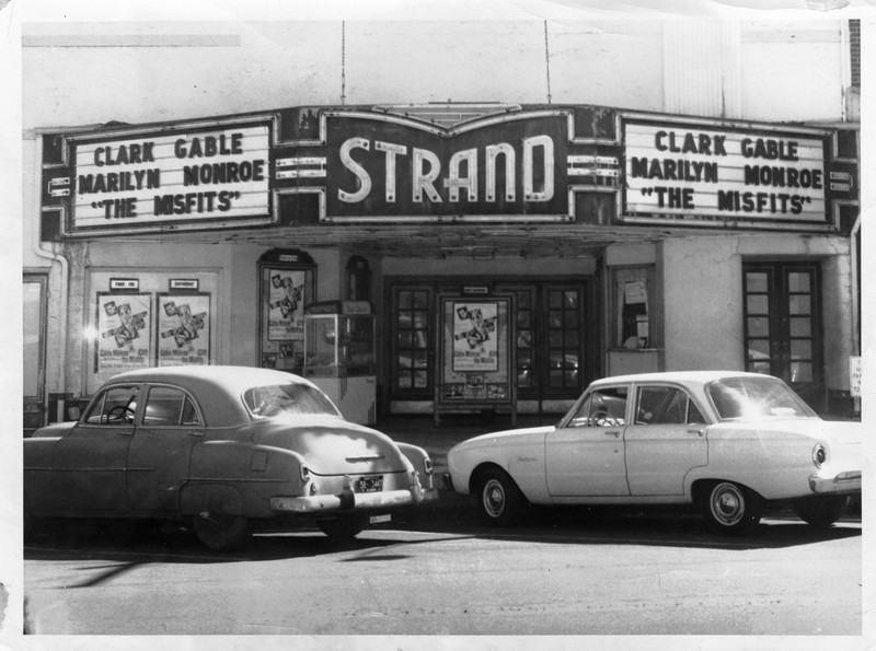 The Strand Theatre c. 1961 showing "The Misfits," famously the last completed film of both Gable and Monroe. 