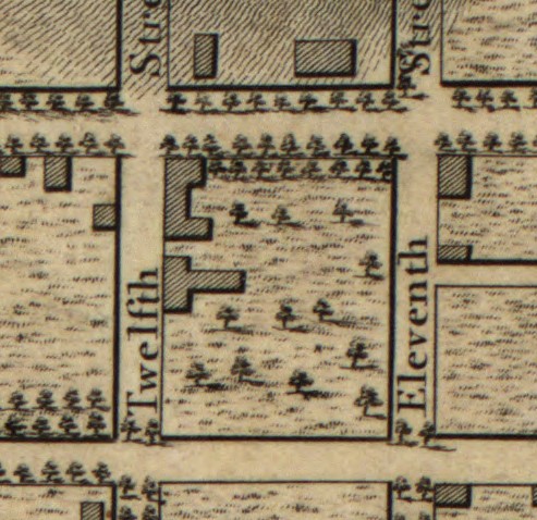 Block in 1797, showing location of Dunlap house