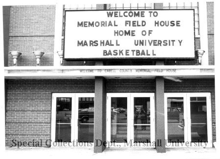 Front door view of Memorial Field House, circa 1972