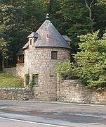 The round stone bathroom built by the Civilian Conversation Corps.