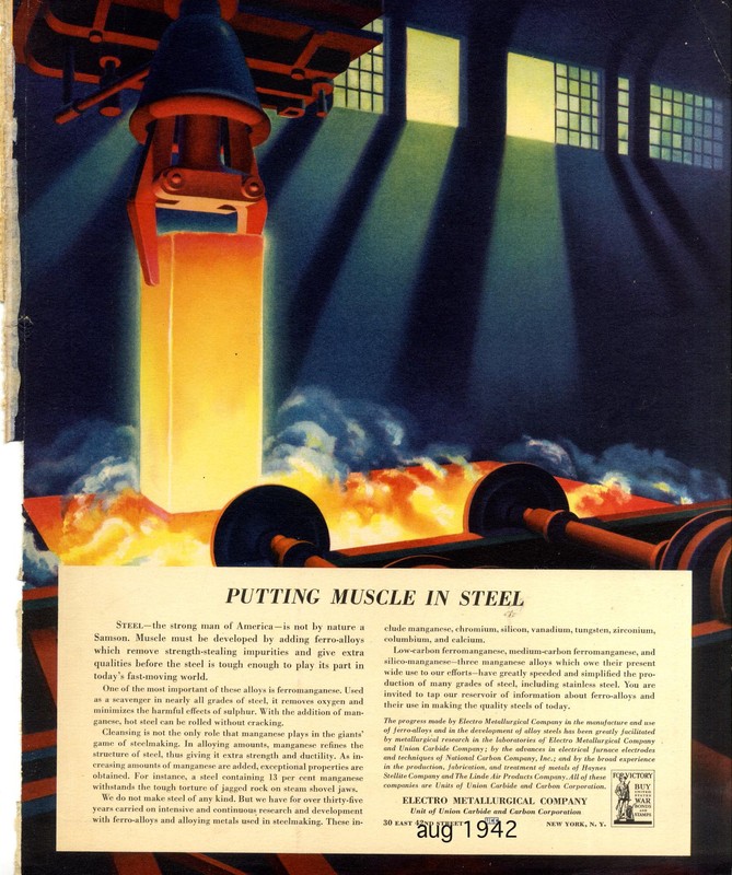 An example of what would be in the Union Carbide magazine. This one says Electro-Metallurgical Company and from August 1942. 