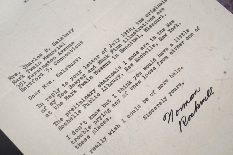 In 1967 Edith Salsbury wrote a letter to famed American illustrator Norman Rockwell inquiring about his original illustrations for The Adventures of Tom Sawyer and Adventures of Hucklebury Finn. 