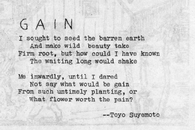 A poem by Toyo Suyemoto in the December 1942 issue of Trek, a newsletter published by the inmates in Topaz.