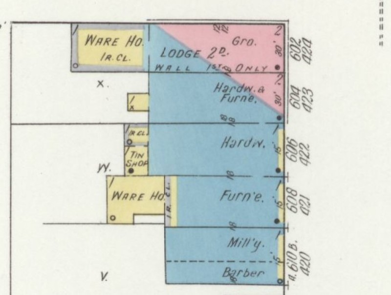 Masonic Lodge building at 602-604 High Street on 1912 Sanborn map (p. 2)