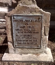 Grave marker for Mesquakinoe, indigenous leader visited by Native participants in Unconquered premiere.