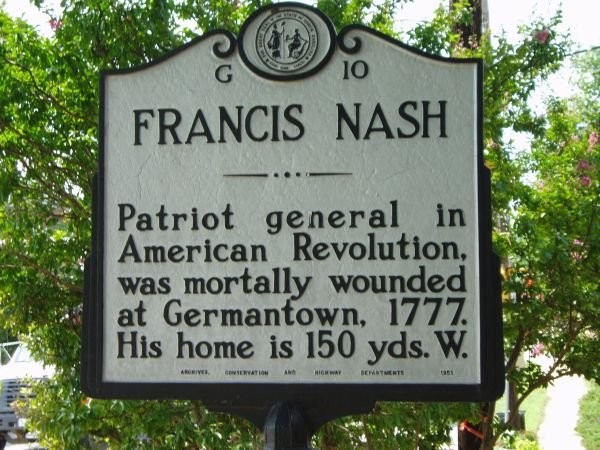 A historical marker of Francis Nash